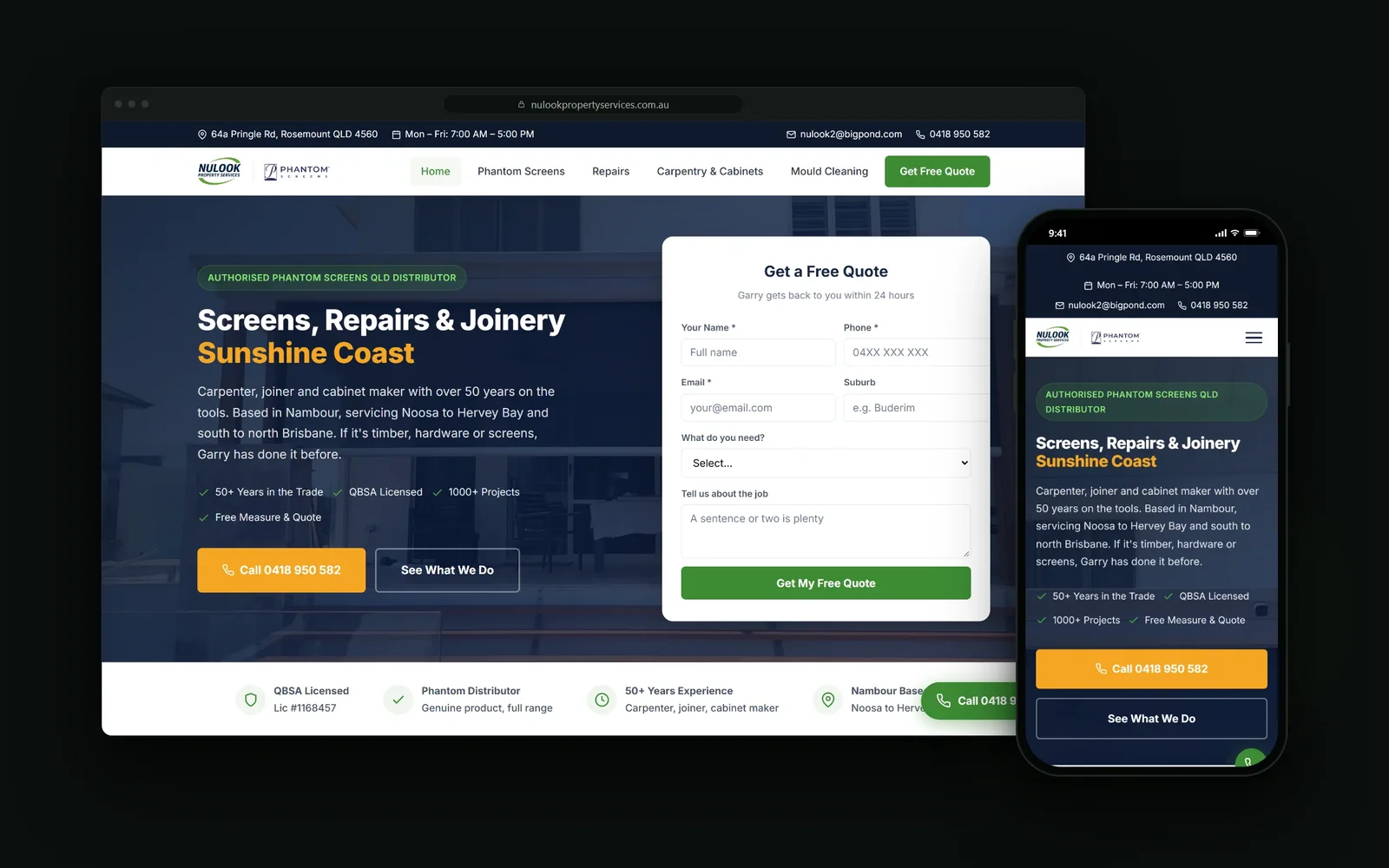 NuLook Property Services website by Scaled: a local SEO site for a Sunshine Coast tradesman
