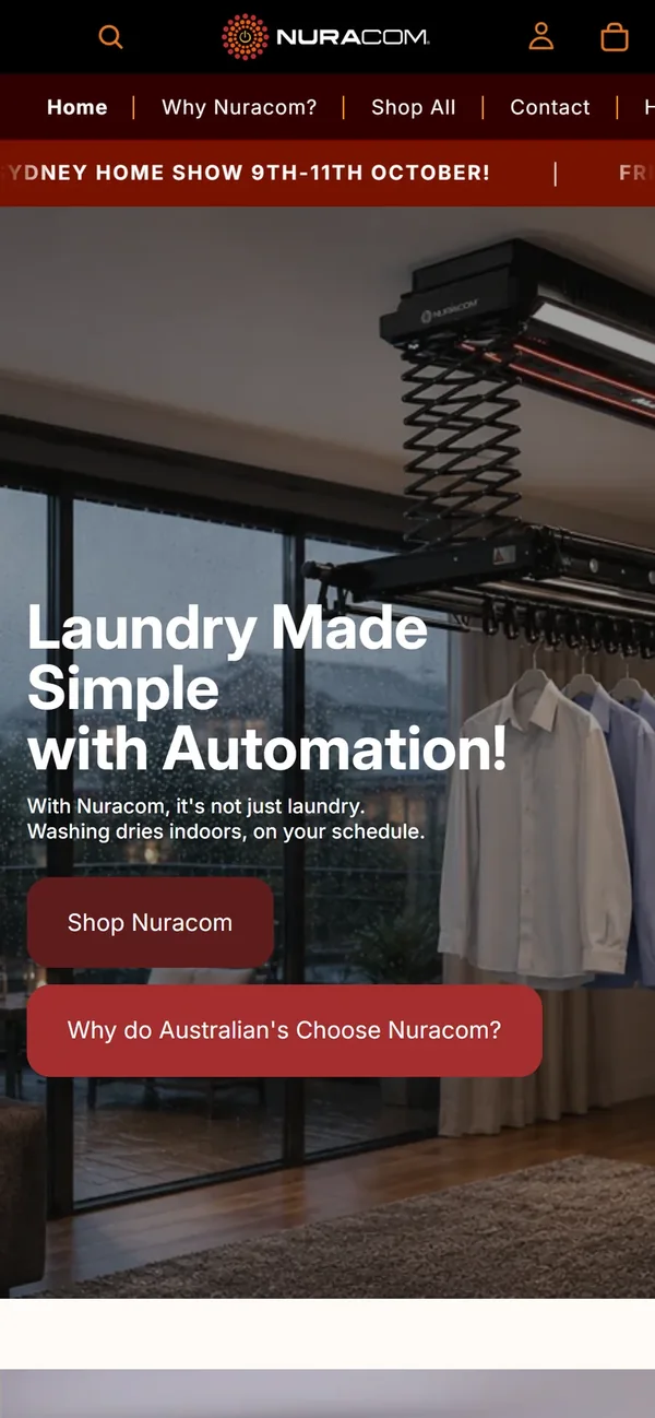 Nuracom's Shopify store home page on a phone