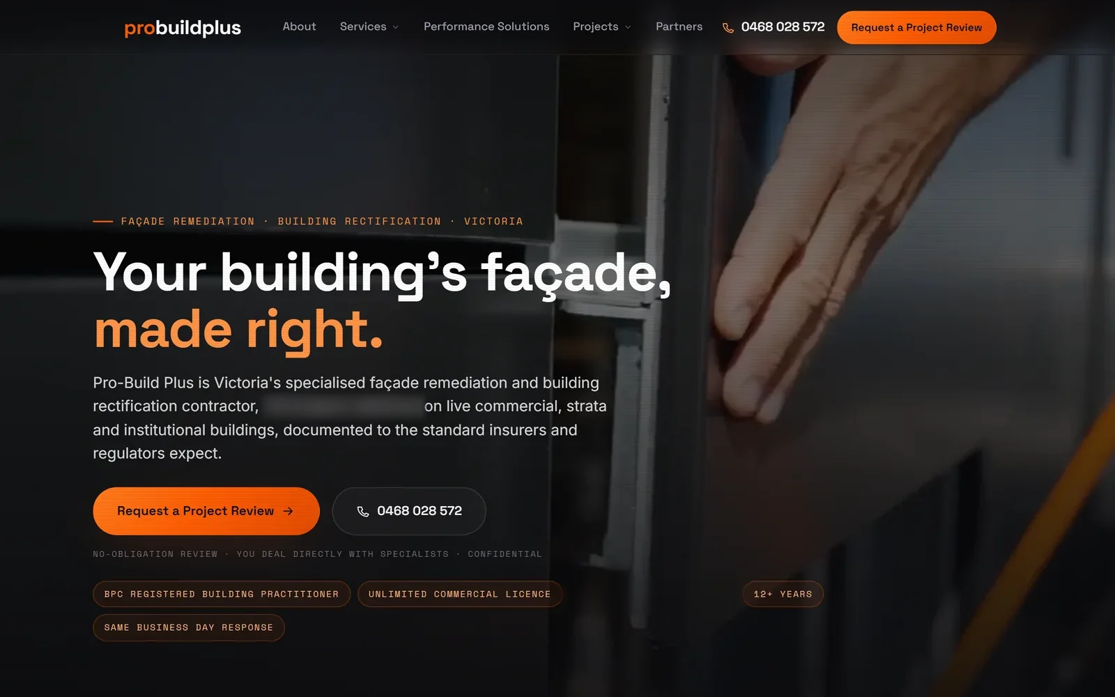 Pro-Build Plus paid-traffic landing page by Scaled, built to turn a click into a booked project review