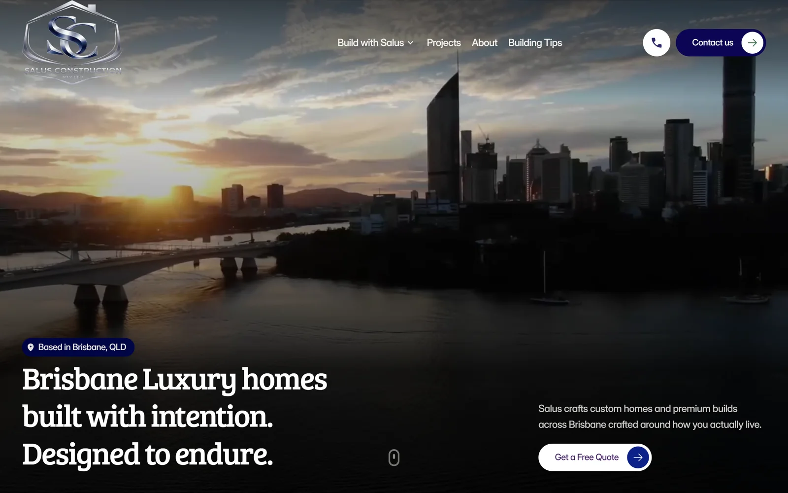Salus Constructions website and brand by Scaled, for a Brisbane custom home builder