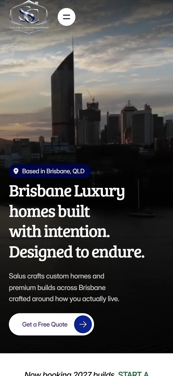Salus Constructions home page on a phone